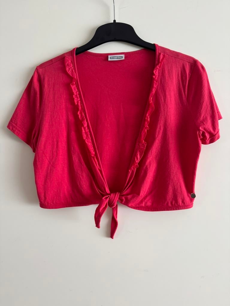 Vrolijke rode bolero Kortje mouwen Katoen Maat 38 Street One, Maat 38/40 (M), Ophalen of Verzenden, Korte mouw, Gedragen