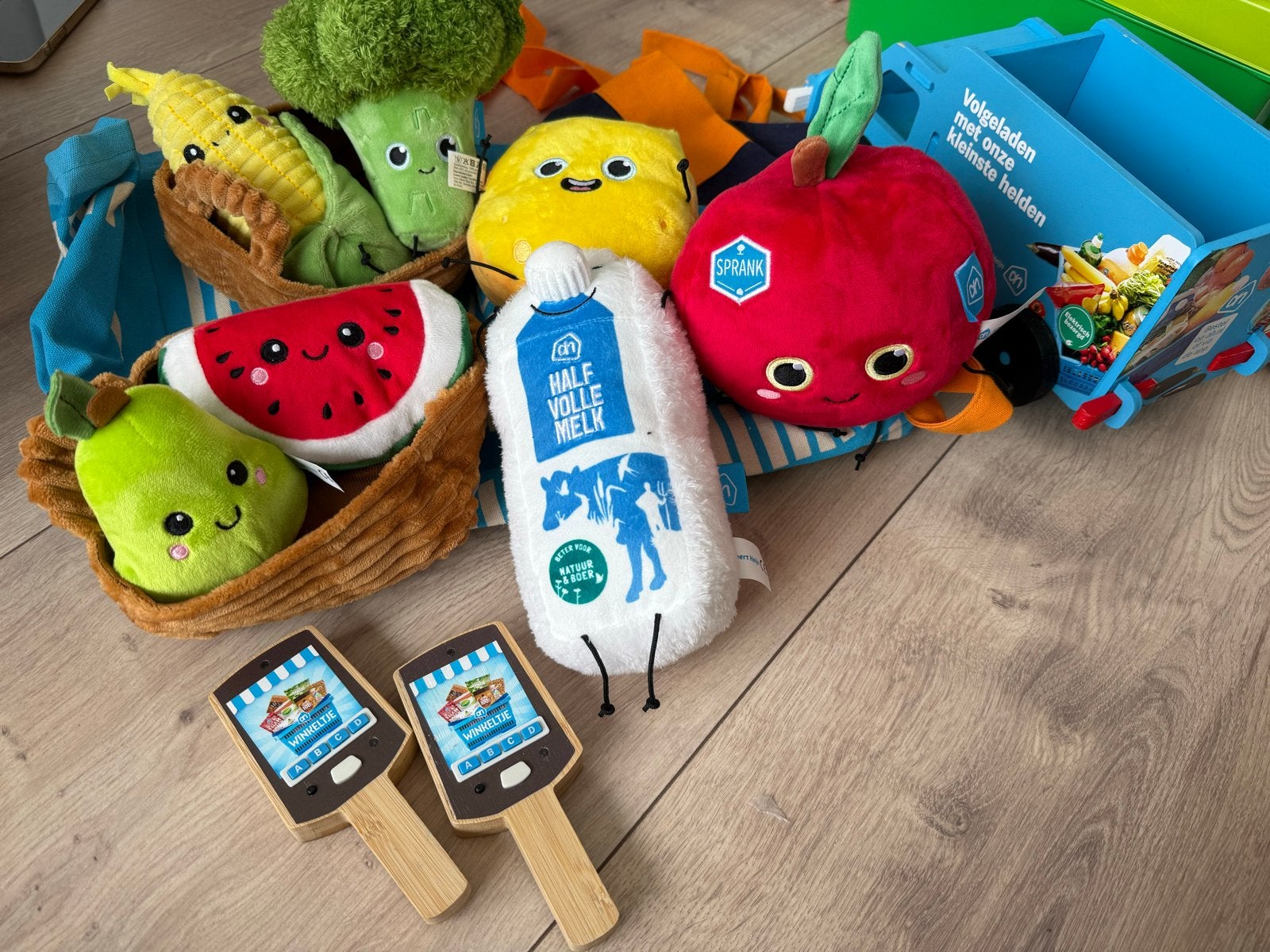 Albert Heijn houten kassa met boodschappen en mand, Ophalen, Zo goed als nieuw, Jongen of Meisje
