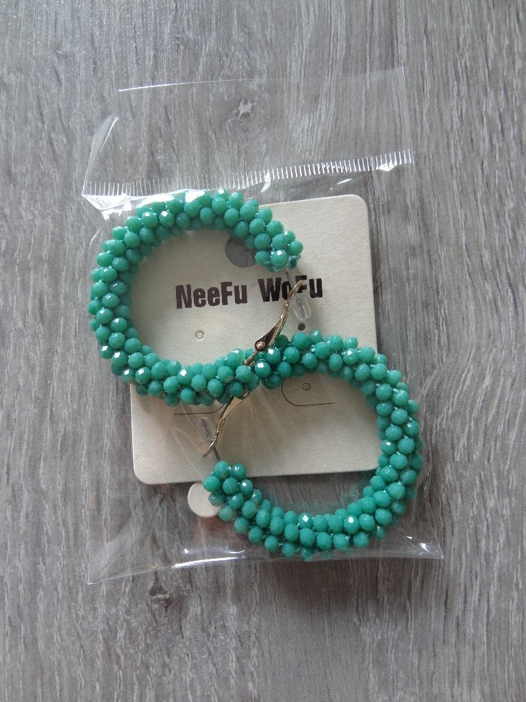 NIEUW! Oorbellen Met Glaskralen Turquoise >Snelle Verzending, Sieraden, Tassen en Uiterlijk, Oorbellen, Hangers, Blauw, Nieuw