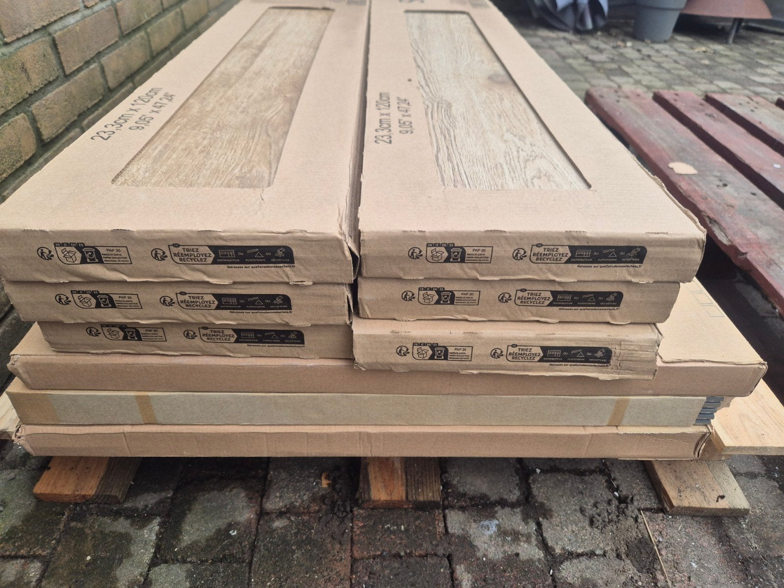 Keramisch parket-houtlook tegel merbau Roble 23x120cm, Ophalen, Steen of Klei, 50 tot 150 cm, Nieuw