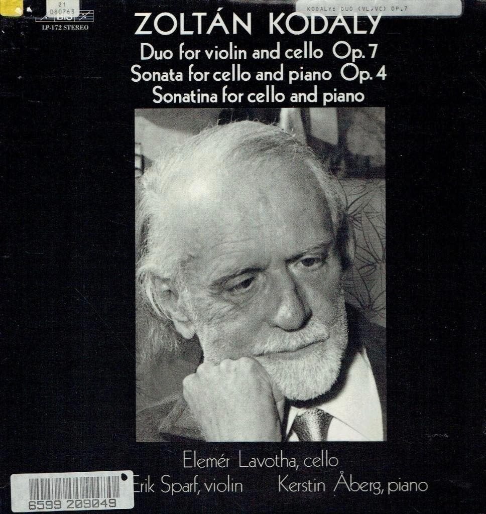 Kodály-Lavotha-Sparf-Åberg  Sonata For Cello And Piano, Kamermuziek, Verzenden, Zo goed als nieuw, 12 inch