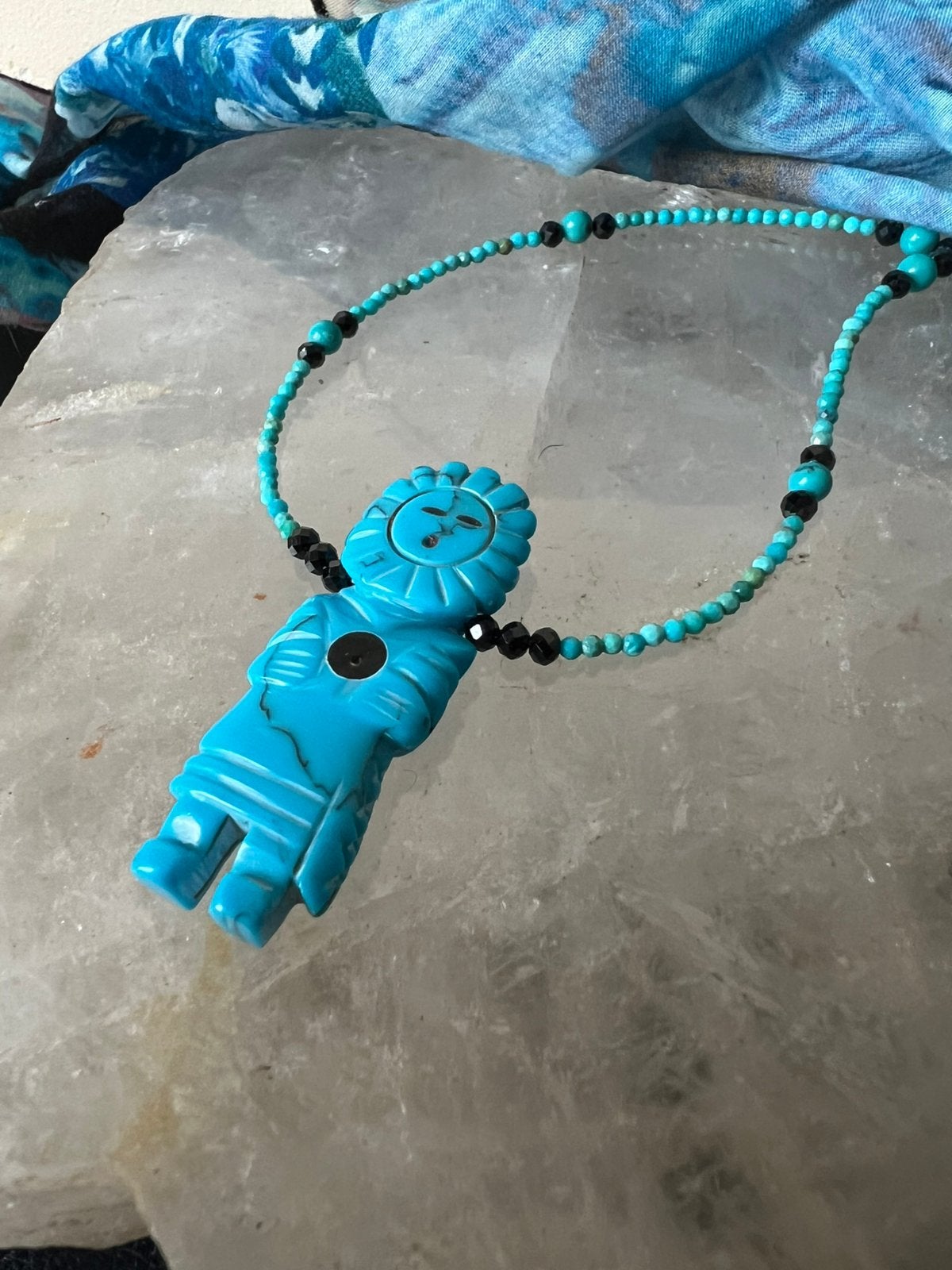 Turkoois turquoise Arizona Zuni amulet geluk zeldzaam uniek, Sieraden, Tassen en Uiterlijk, Kettingen, Blauw, Magnolia11, Nieuw