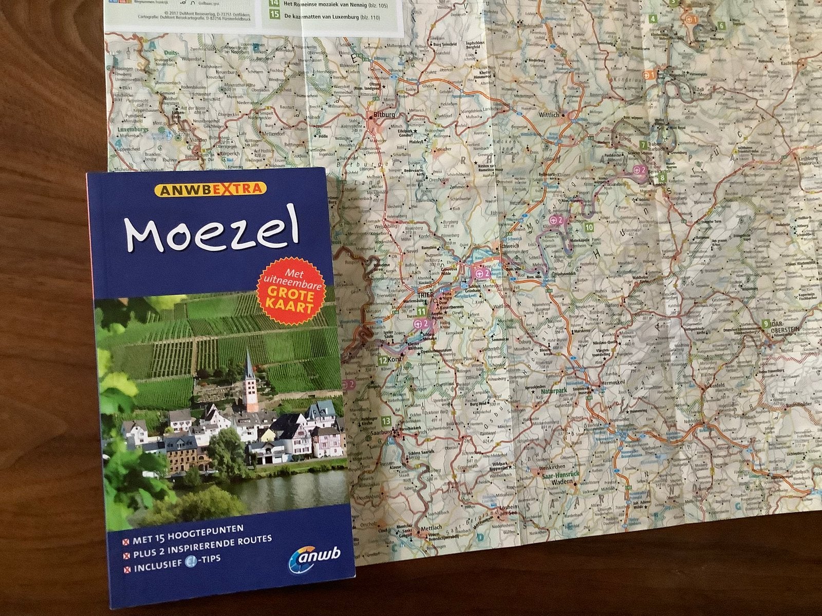 Moezel Duitsland ANWB reisgids + kaart, Europa, Ophalen of Verzenden, Zo goed als nieuw, Reisgids of -boek