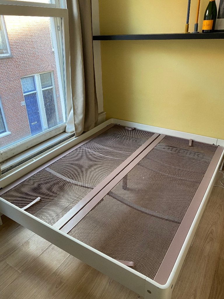 Auping Auronde tweepersoonsbed + 2 verstelbare bodems, Ophalen, Wit, Tweepersoons, 200 cm