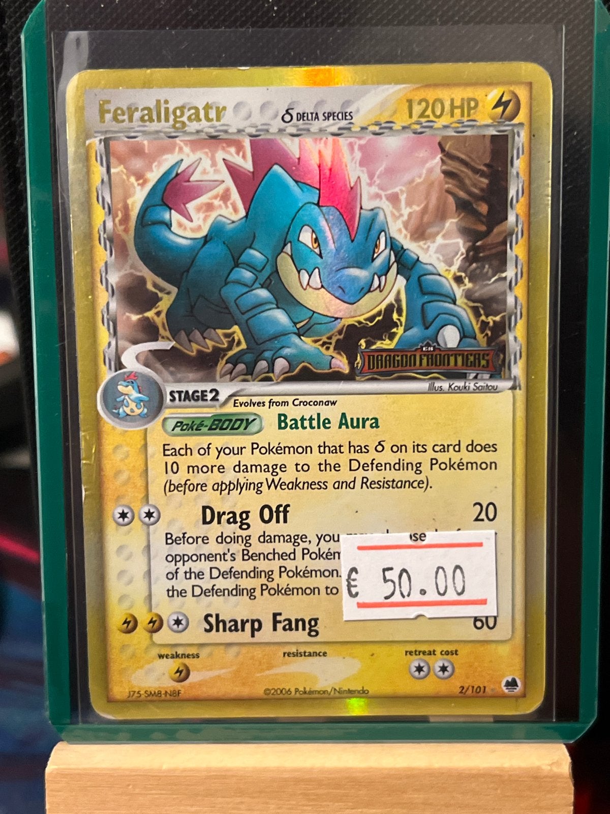 Feraligatr Delta Species Pokémon Kaart - Dragon Frontiers, Ophalen of Verzenden, Zo goed als nieuw, Losse kaart, Foil