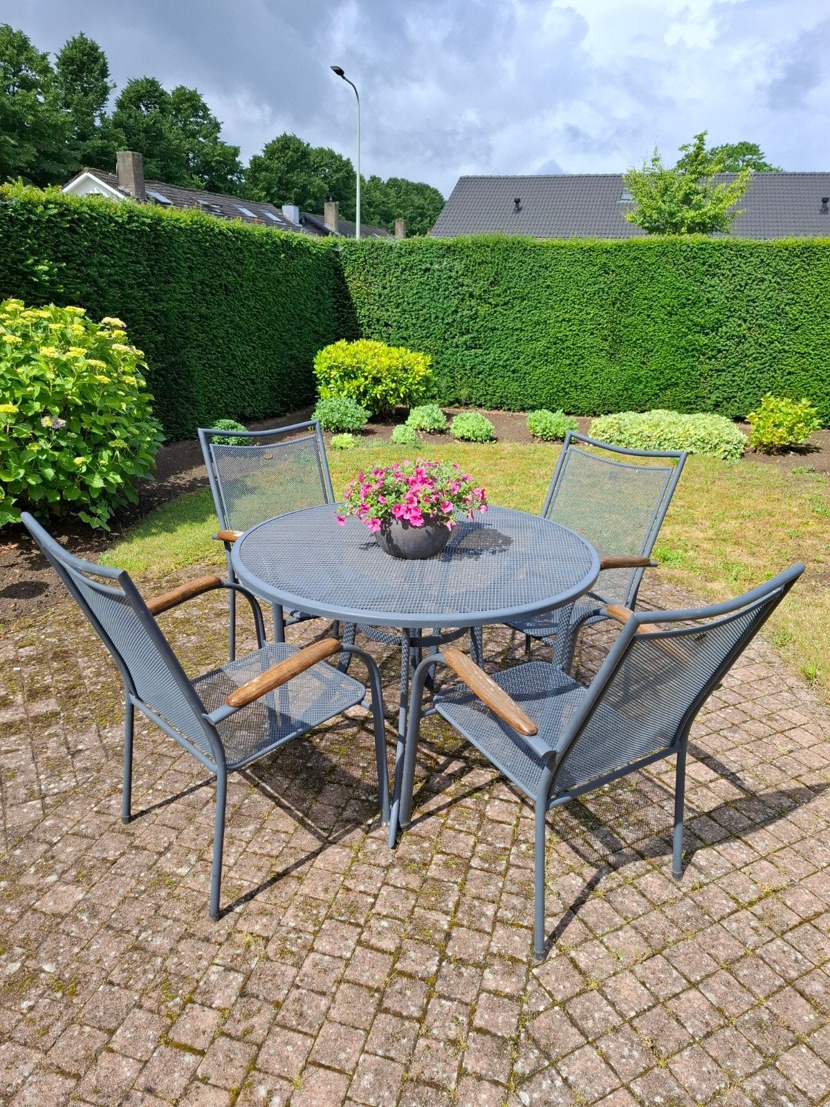 Hartman tuinset, kleur grijs ., Ophalen, 4 zitplaatsen, Gebruikt, Tuinset