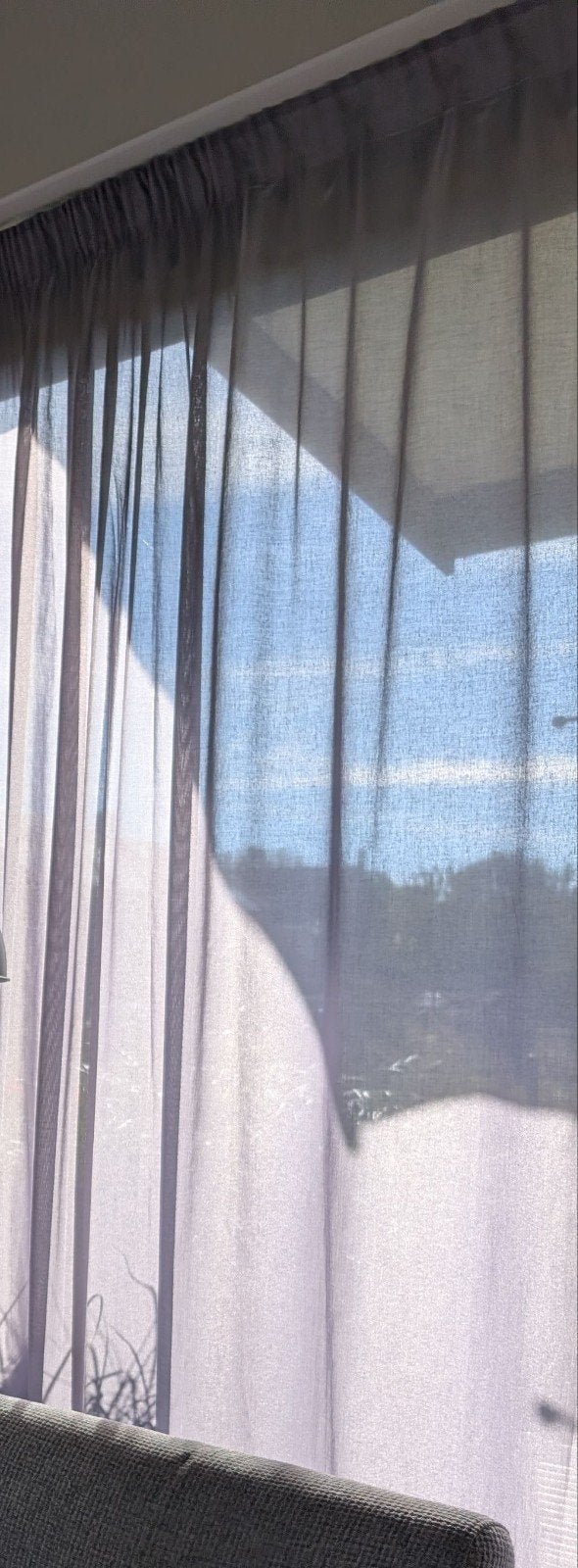 Vitrage lucht grijs, Gebruikt, Wit, Ophalen of Verzenden, Lichtdoorlatend