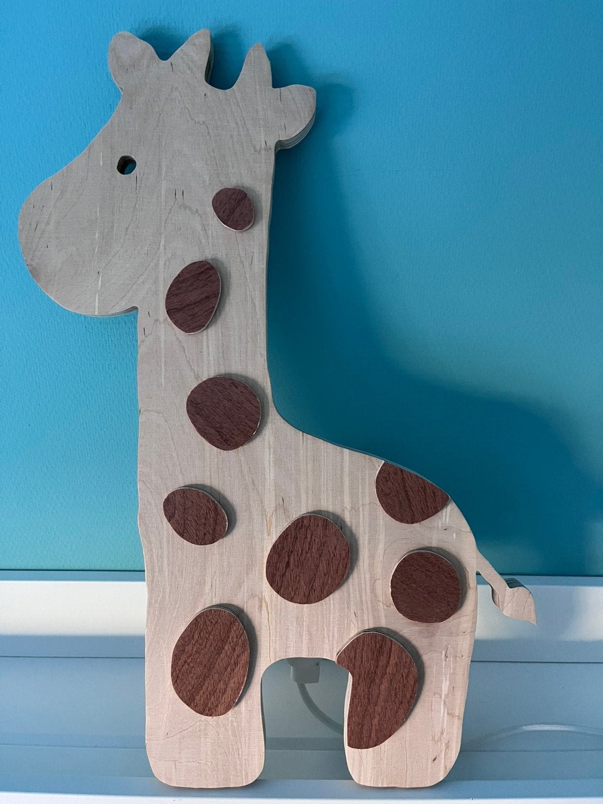 Houten wandlamp kinderkamer - Giraffe, Inclusief lichtbron, Bruin, E14 (klein), Nieuw
