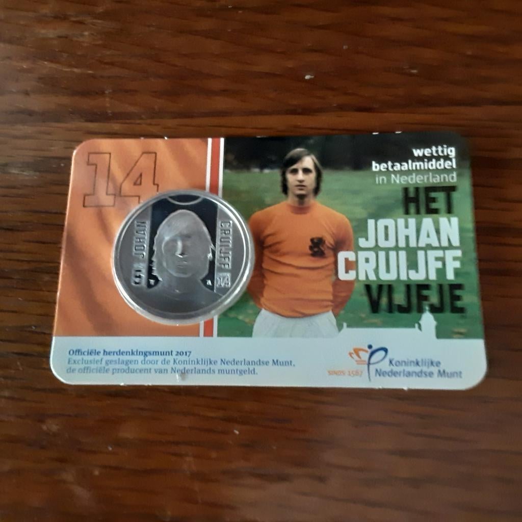 COINCARD HET Johan Cruyff Vijfje, Ophalen of Verzenden, Koningin Beatrix, Euro's