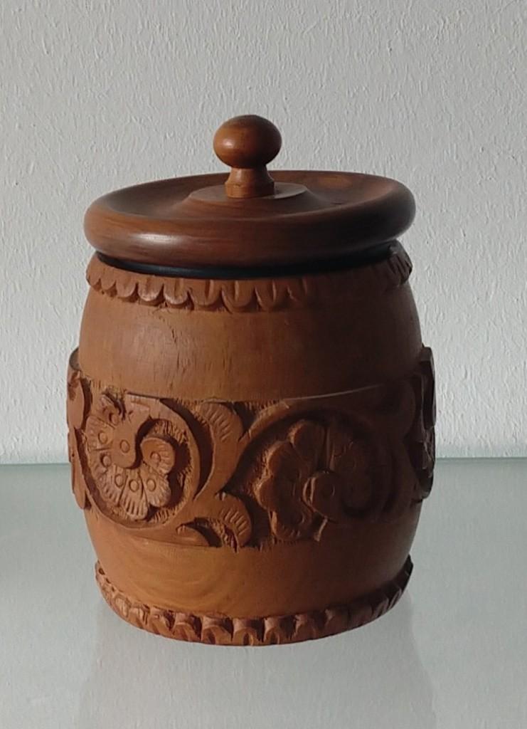 India houtsnijwerk tabaks pot, volgnr 37, Ophalen of Verzenden