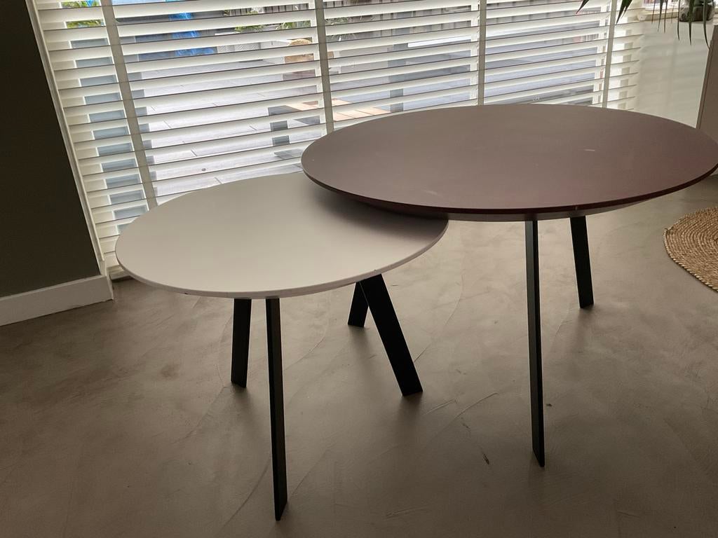 Studio Henk desing bezettafeltjes wit en rood, Huis en Inrichting, Minder dan 45 cm, Gebruikt, Rond, 55 tot 75 cm