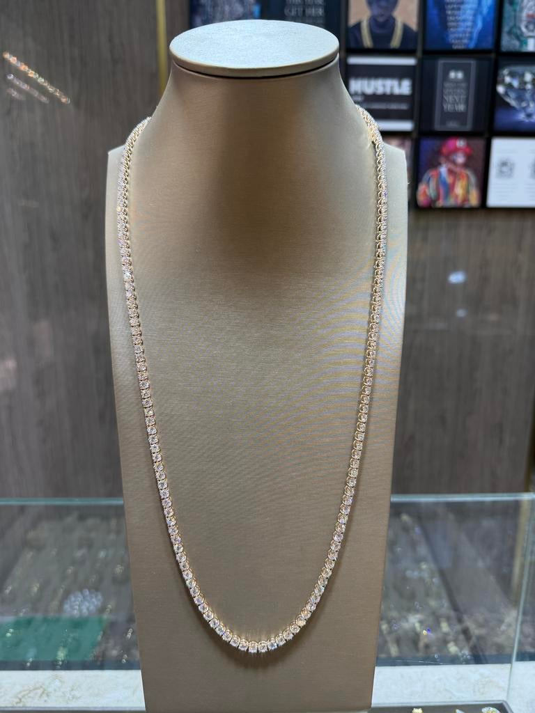 14KT Goud - Tennis Ketting -41CT LabDiamanten-Collier-Unisex, Sieraden, Tassen en Uiterlijk, Kettingen, Ophalen, Nieuw, Goud
