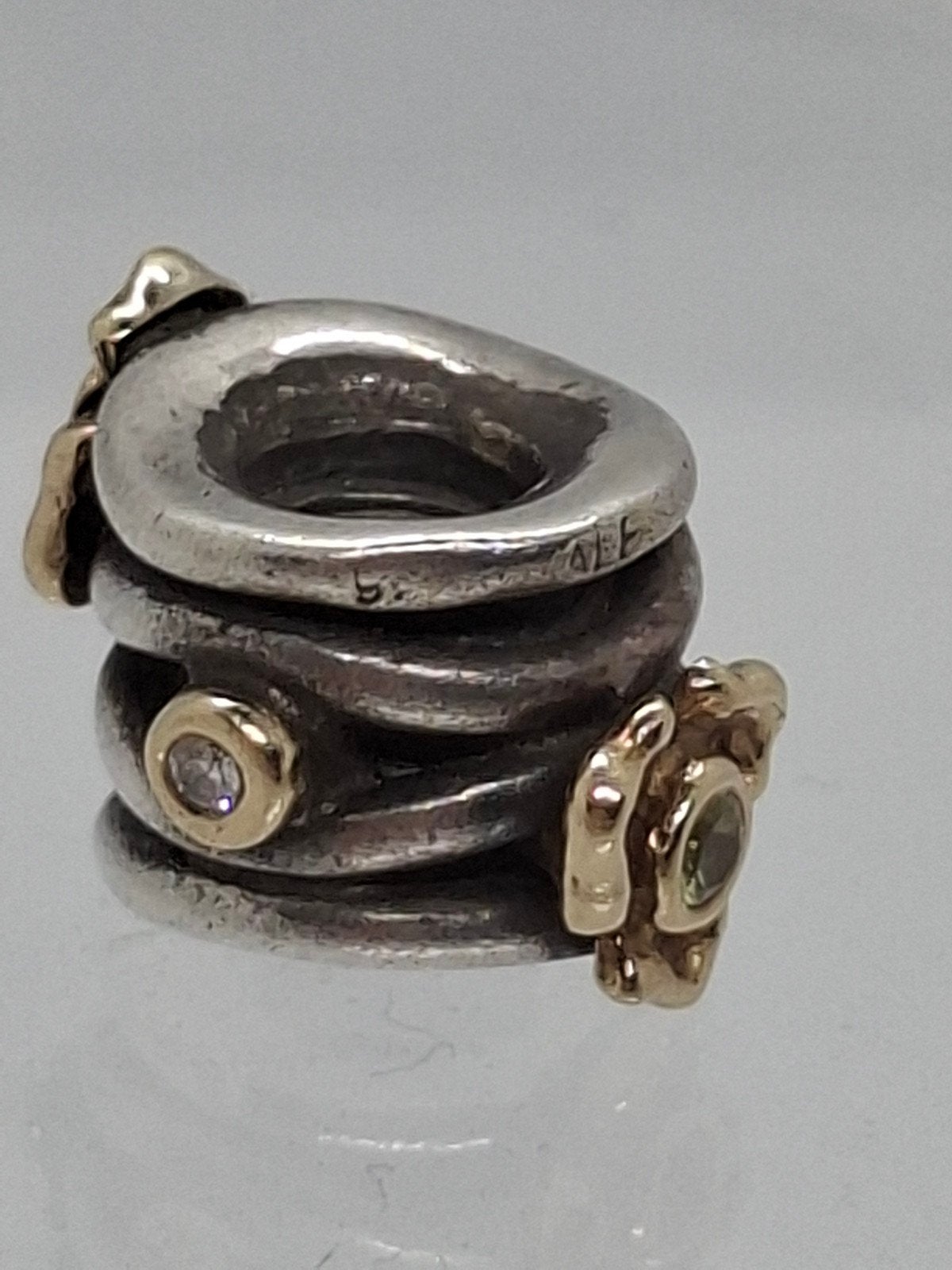 Zeldzame Pandora Peridot Rose Flower Charm met goud, Sieraden, Tassen en Uiterlijk, Pandora, Ophalen of Verzenden, 1 bedel, Zilver