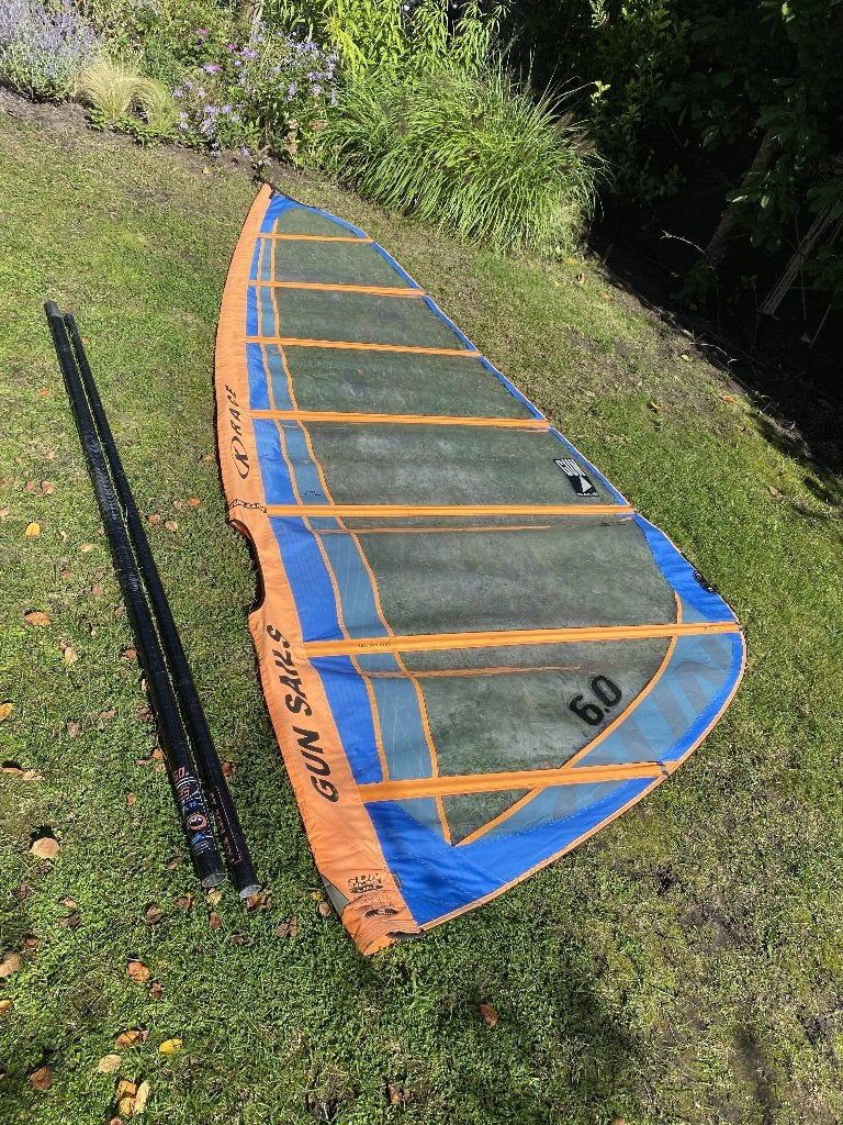 Twee windsurfzeilen, Gun Sails 6.0, Neilpryde 4.0, Ophalen, Gebruikt, 5 tot 6.5 m², Gunsails