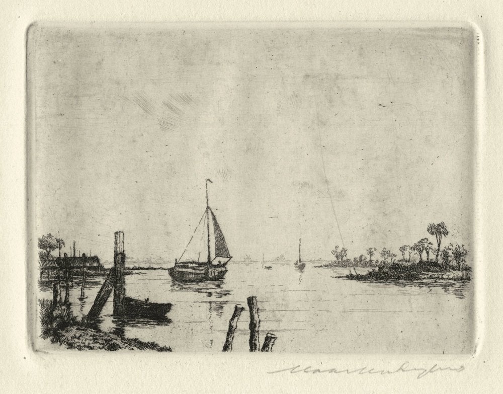 Maarten Langbroek - Zeilboten op plas, Antiek en Kunst, Ophalen of Verzenden