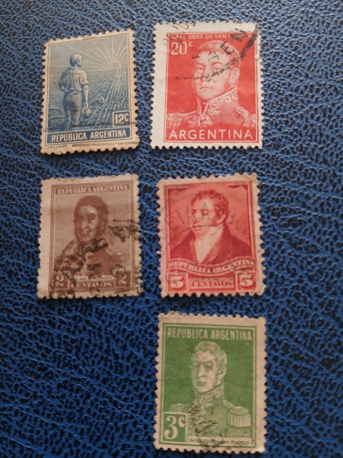 Vijf gestempelde postzegels uit Argentinië, Ophalen of Verzenden, Zuid-Amerika