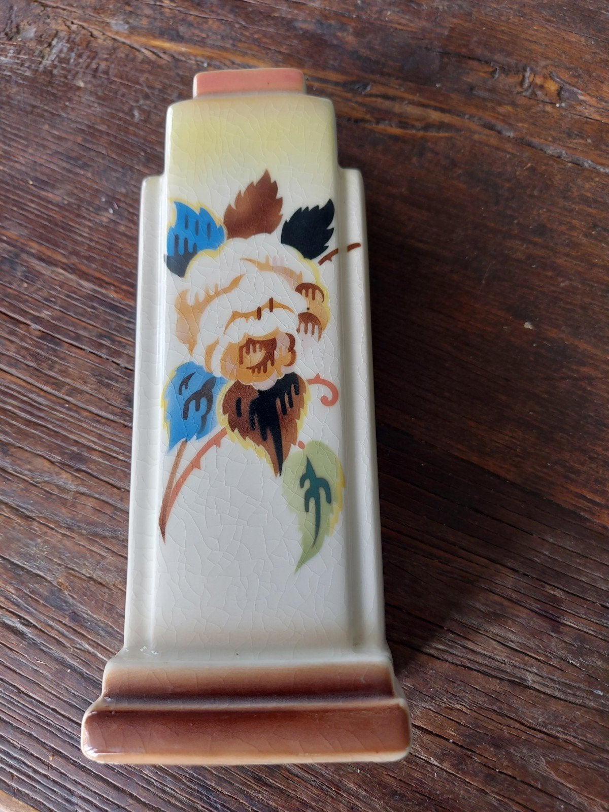 Art Deco Vaasje Bihl Tsjechië Roosmotief Craquelé 1920-1930, Ophalen