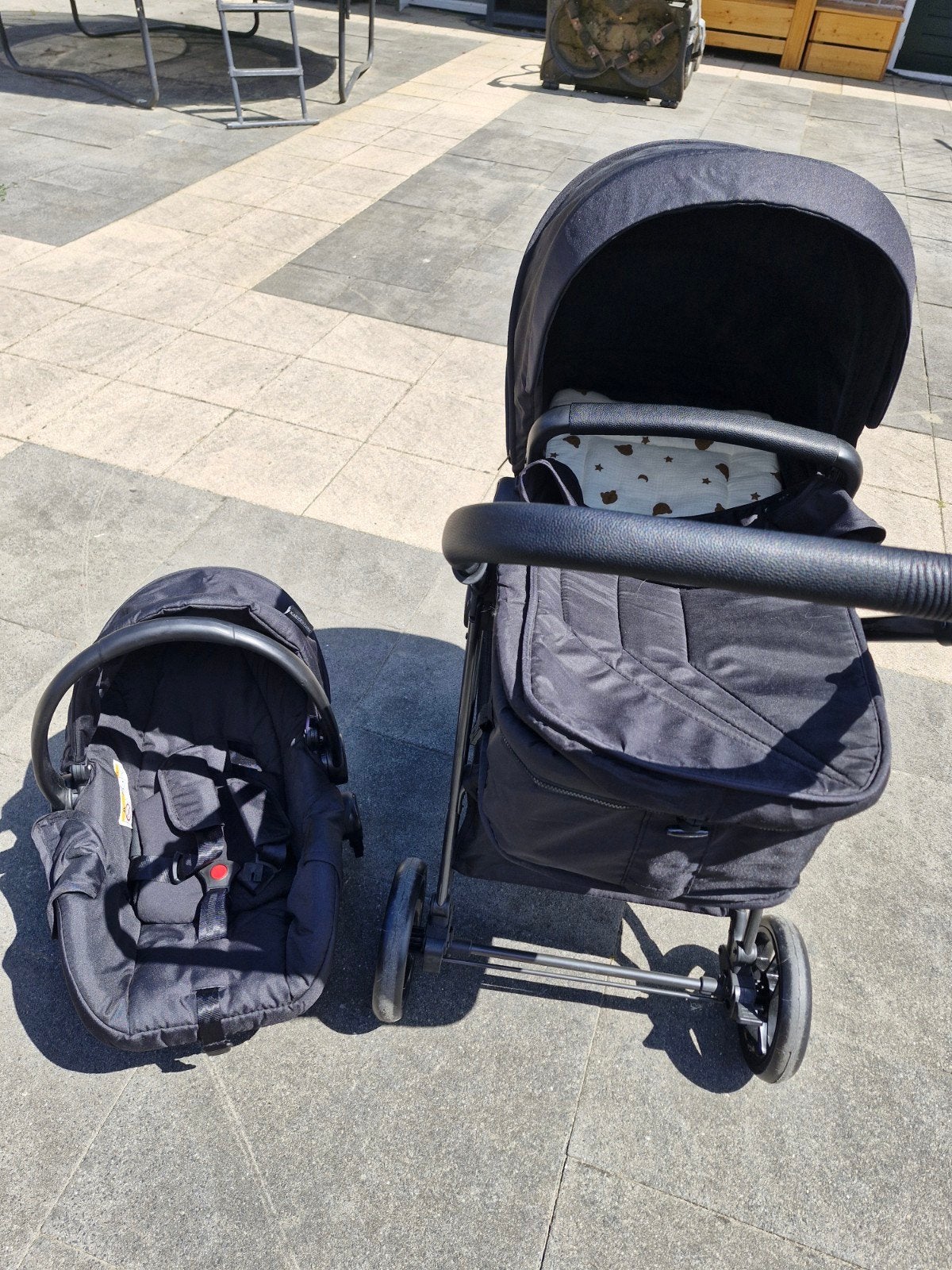 Nieuwe Combiwagen met maxi cosie - Zwart, Kinderen en Baby's, Kinderwagens en Combinaties, Gebruikt, Combiwagen, Met autostoeltje