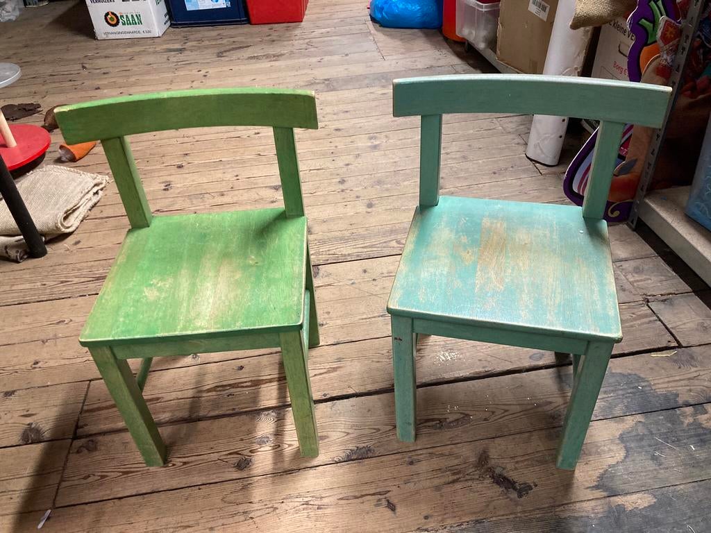 2 groene ikea stoelen voor kleuters, Ophalen, Gebruikt, Stoel(en)