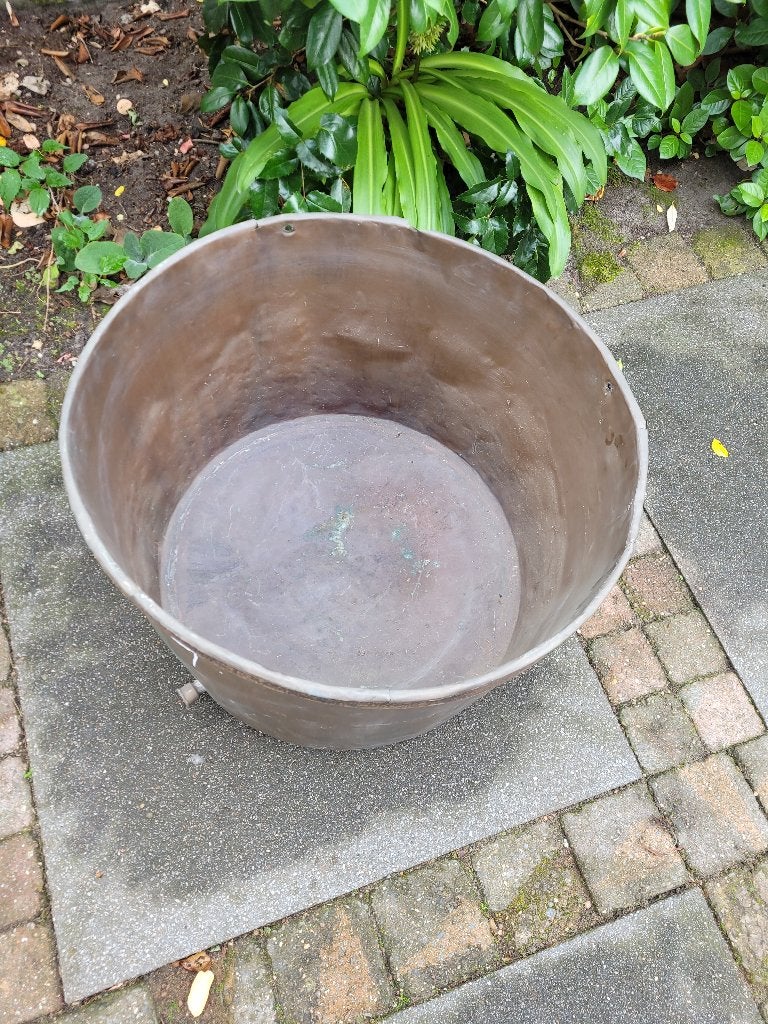 Grote antieke koperen bak voor o.a. haardhout foto 1 t/m 3, Antiek en Kunst, Ophalen, Koper