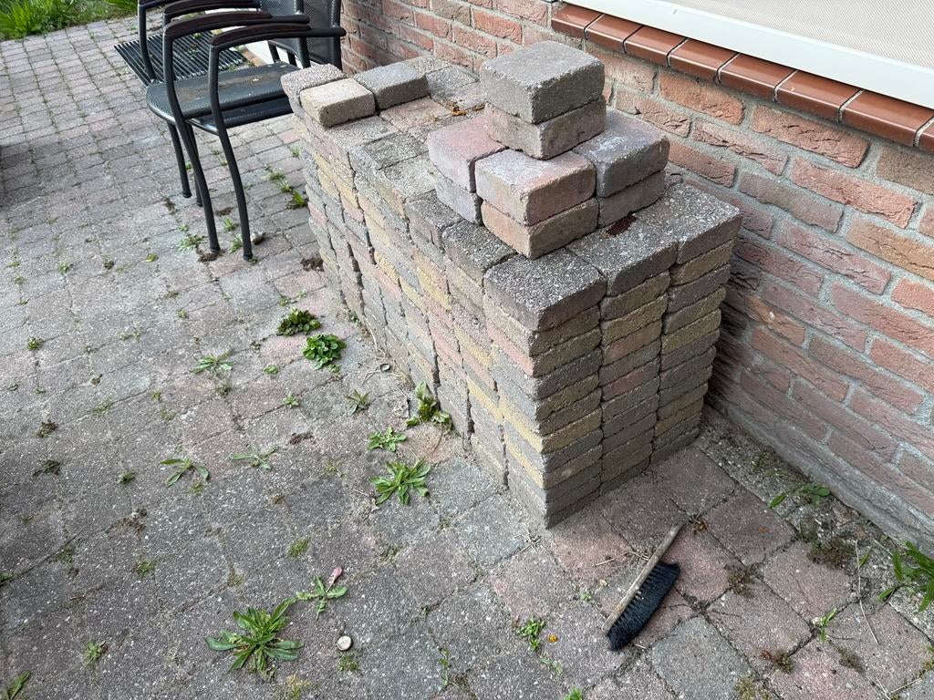 Bonte trommelsteentjes 14x14cm 290st, Tuin en Terras, Tegels en Klinkers, Ophalen, Gebruikt, 5 tot 10 m², Beton