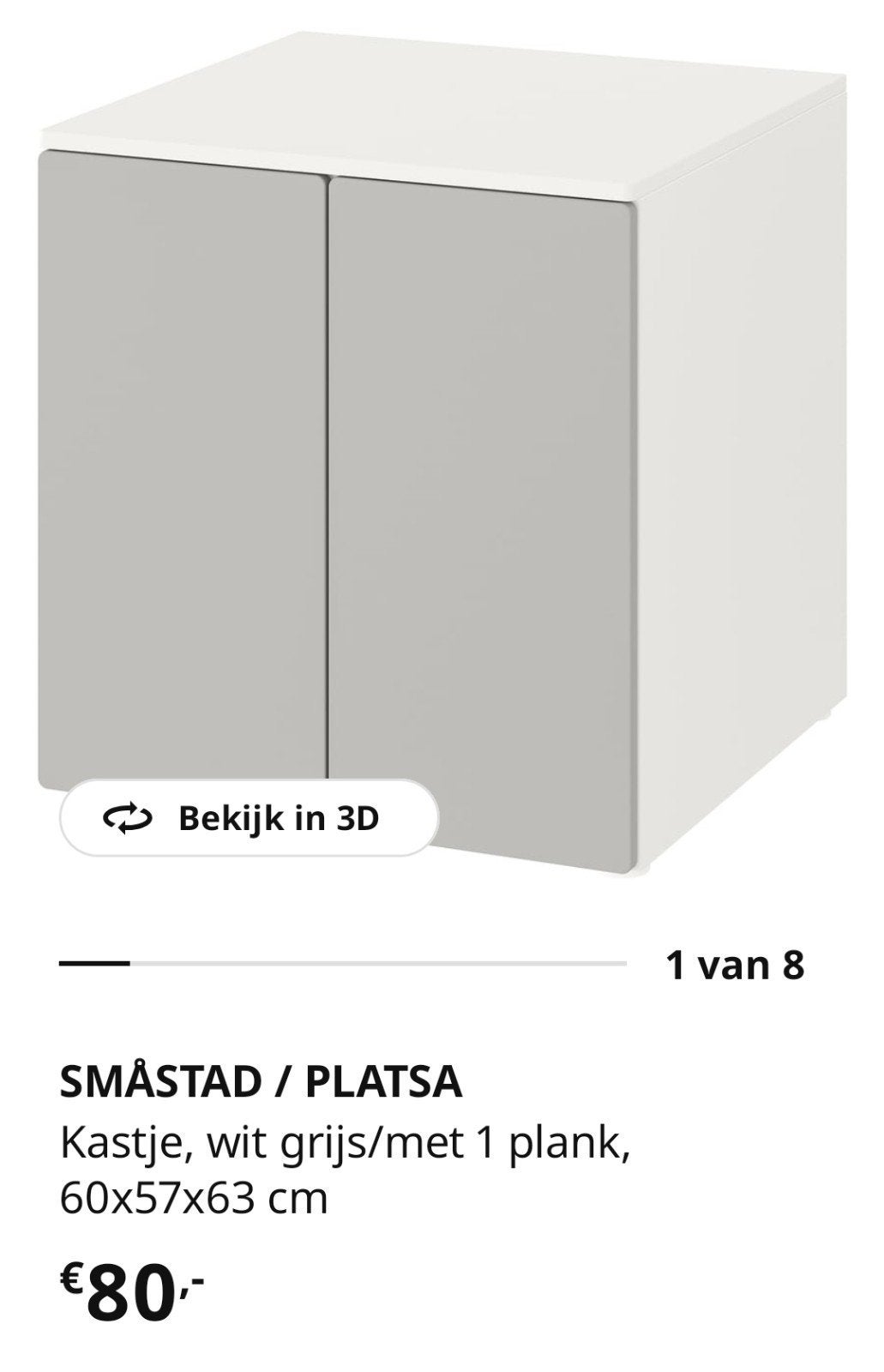 IKEA SMÅSTAD / PLATSA Kastje wit grijs, Ophalen, Zo goed als nieuw