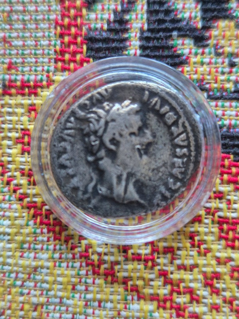 Authentieke Romeinse zilveren denarius Tiberius 'Tribuutpenn, Ophalen of Verzenden, Overige landen, Zilver