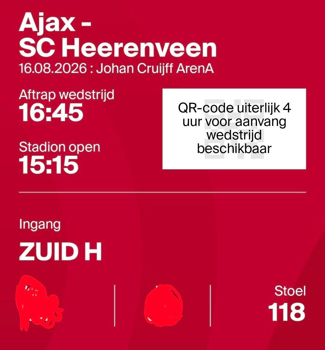 Ajax-Hee F-side, Tickets en Kaartjes, Sport | Voetbal, Losse kaart, Eén persoon, Augustus