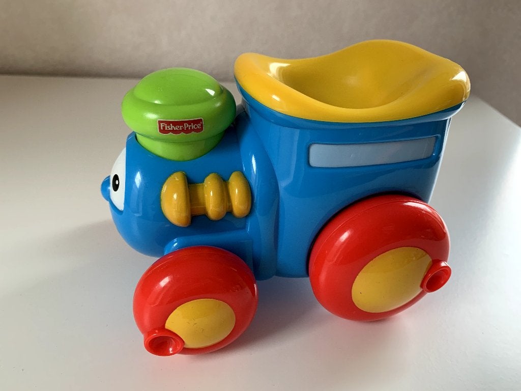Fisher Price kleurig locomotiefje - zo goed als nieuw, Ophalen of Verzenden, Zo goed als nieuw, Speelset