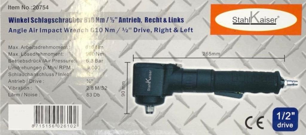 Luchtdruk Slagmoersleutel Haaks Compact 610Nm, Ophalen of Verzenden, -, -, -