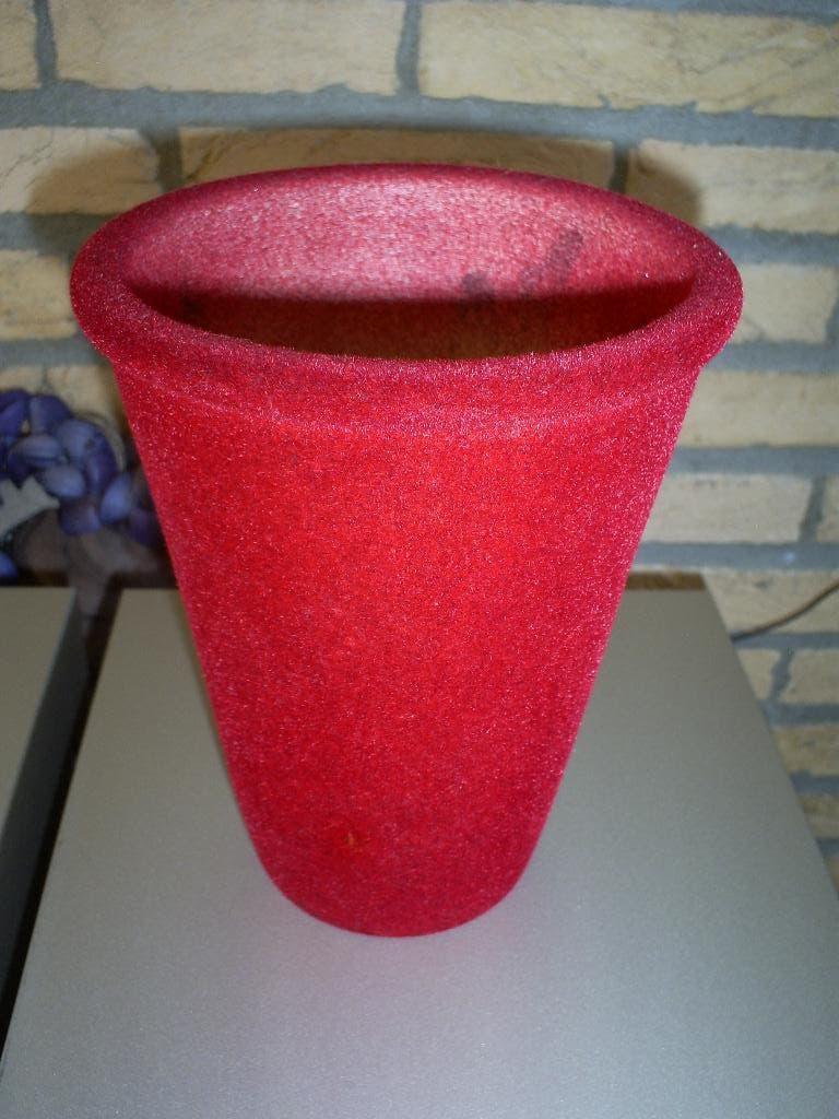 Rode bloempot met fluweel / velvet, Gebruikt, Rond, Binnen, Ophalen of Verzenden