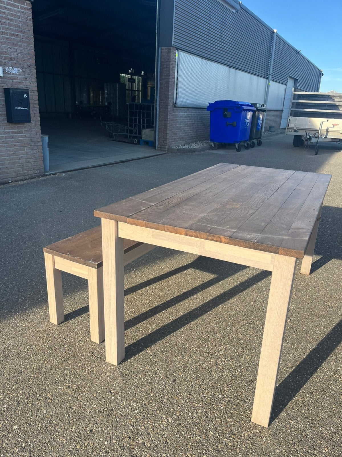 Tafel met bankje, Ophalen, Gebruikt, 50 tot 100 cm, 150 tot 200 cm