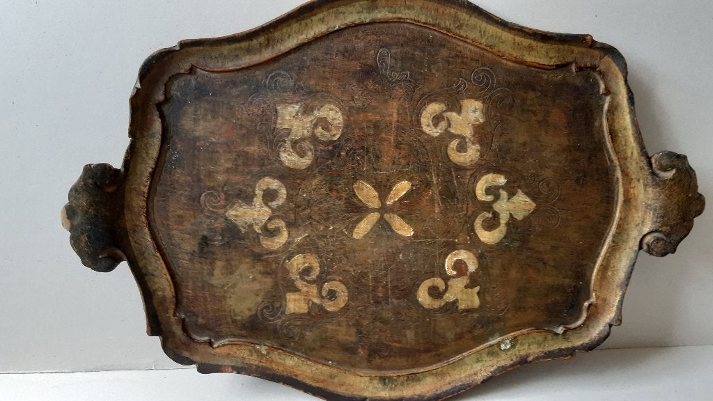 Barok dienblad. Hout. Florence.Brocante., Ophalen of Verzenden