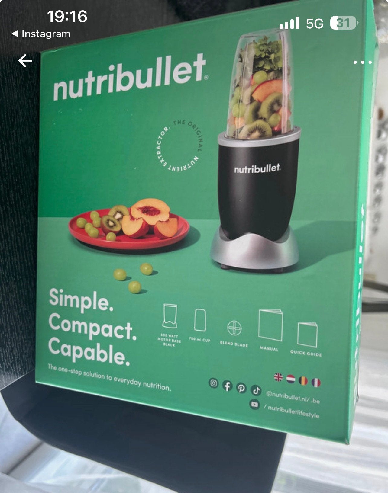 Nutribullet, Nieuw, Ophalen of Verzenden, Zwart, Snijmachine