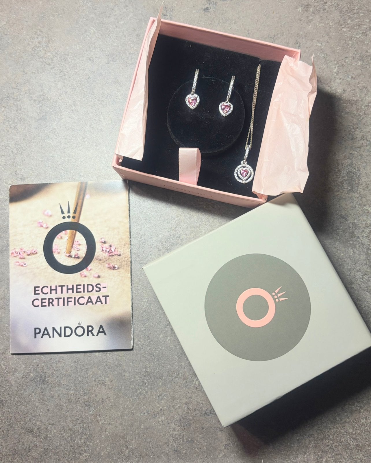 Pandora Sparkling Halo Heart set oorbellen+ketting Halo Hart, Ophalen of Verzenden, Nieuw