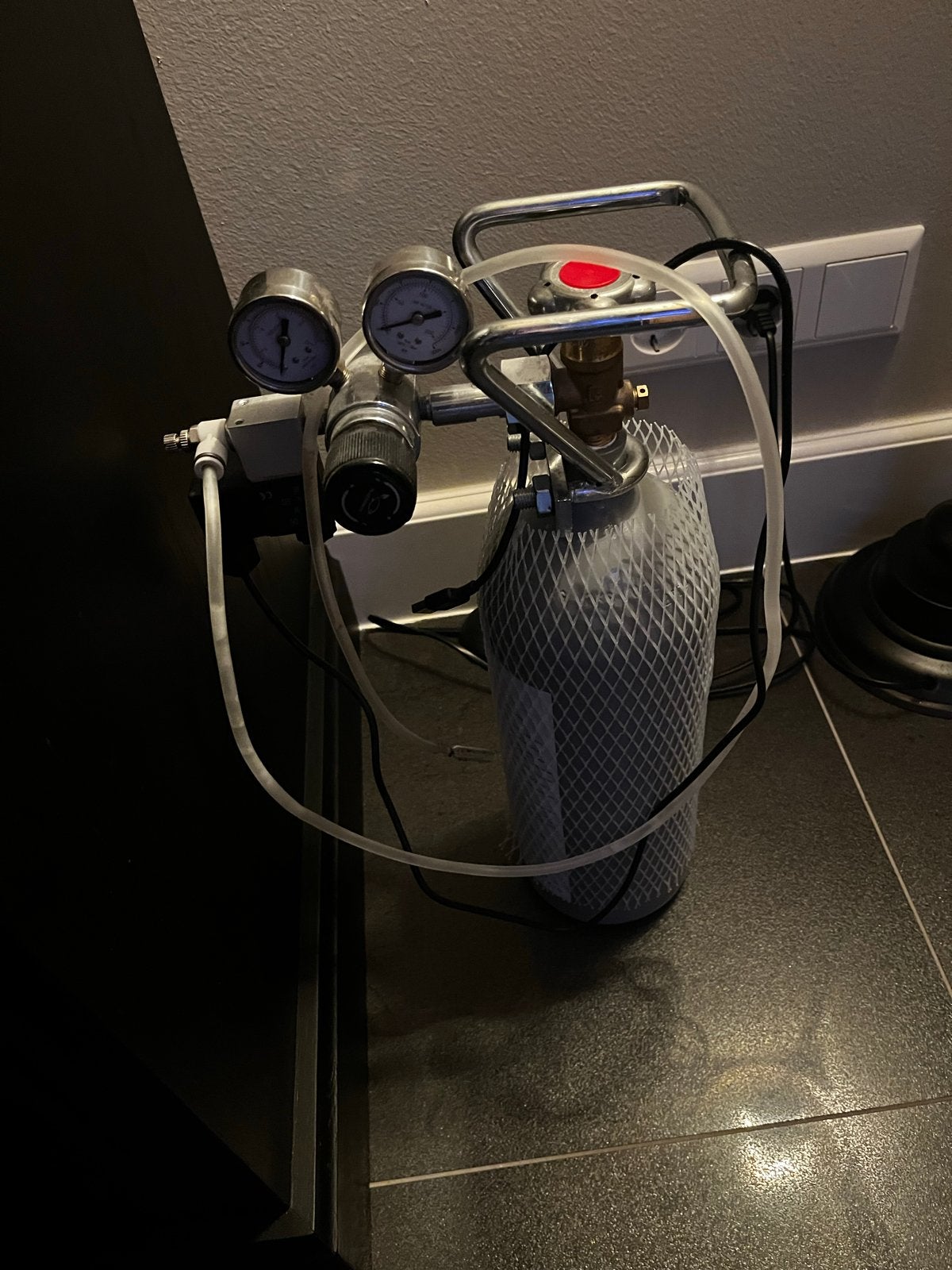 CO2-fles met drukregelaar en slangen, Dieren en Toebehoren, Vissen | Aquaria en Toebehoren, Ophalen of Verzenden, Gebruikt