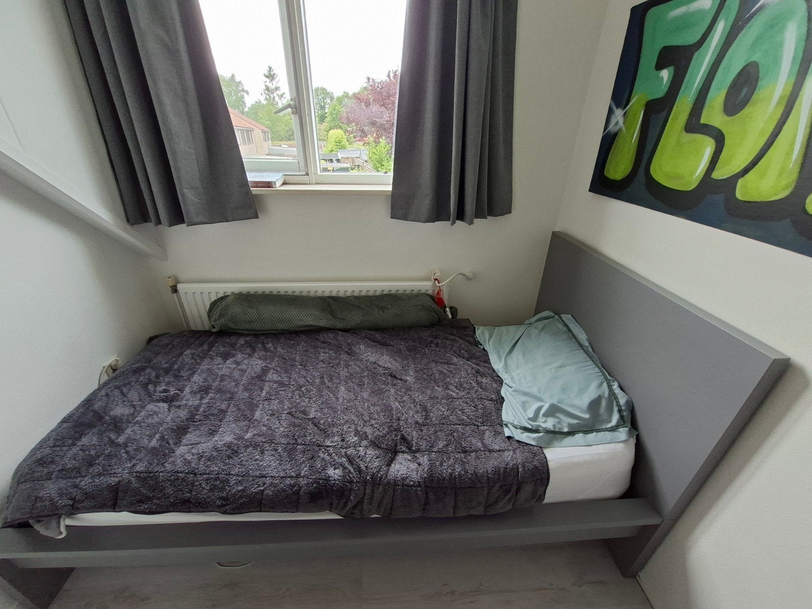 Bed Malm 90x200 grijs, Huis en Inrichting, Ophalen, Gebruikt, 90 cm, Eenpersoons
