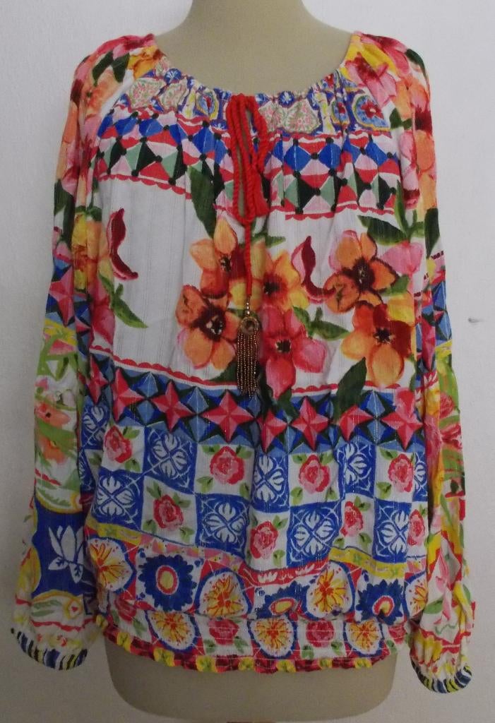 Opvallende leuke fleurige print top/tuniek van Desigual! L, Verzenden, Zo goed als nieuw, Maat 42/44 (L), Overige kleuren