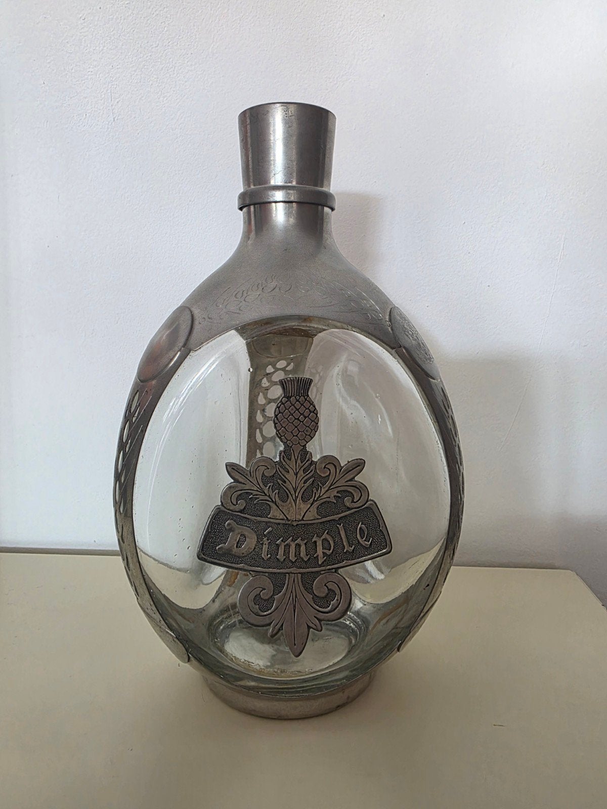 Vintage Dimple Haig Whisky Karaf – Royal Daalderop Tin (Onge, Verzamelen, Ophalen of Verzenden
