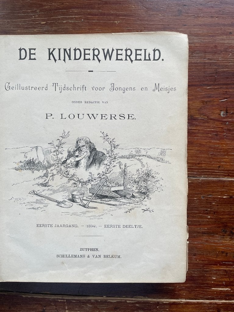 P. Louwerse De Kinderwereld 1894 vier deeltjes in een bundel, Ophalen of Verzenden, P. Louwerse