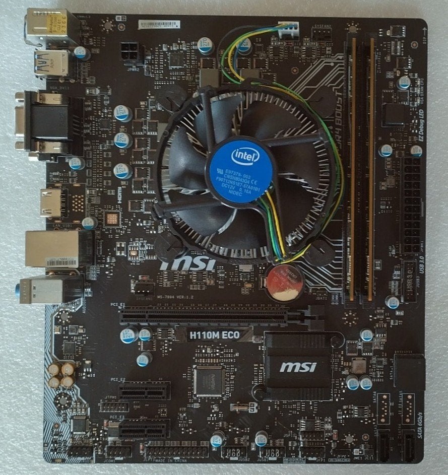 MSI H110M Eco & Intel Core i3-7100 3.90 GHz CPU +2x4GB DDR4, Gebruikt, LGA 1151, DDR4, Ophalen of Verzenden