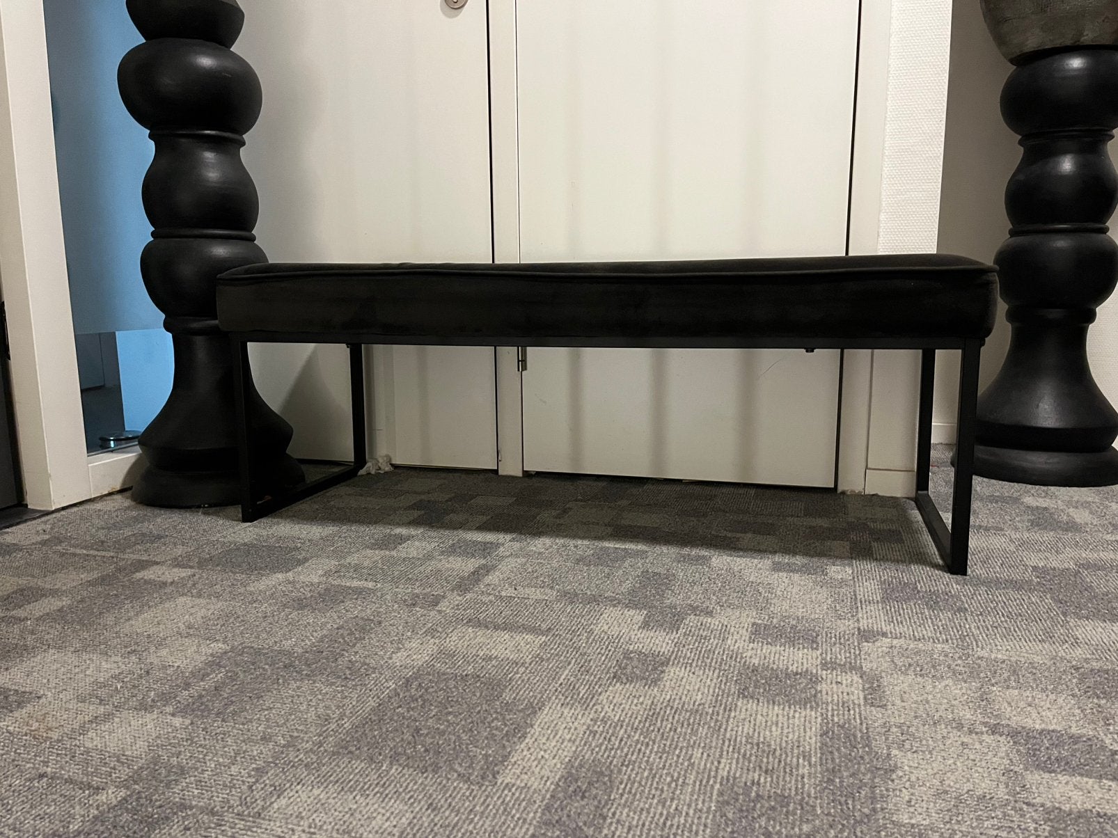 Voetenbank puf zwart, Ophalen, Minder dan 50 cm, 100 tot 125 cm, Zo goed als nieuw