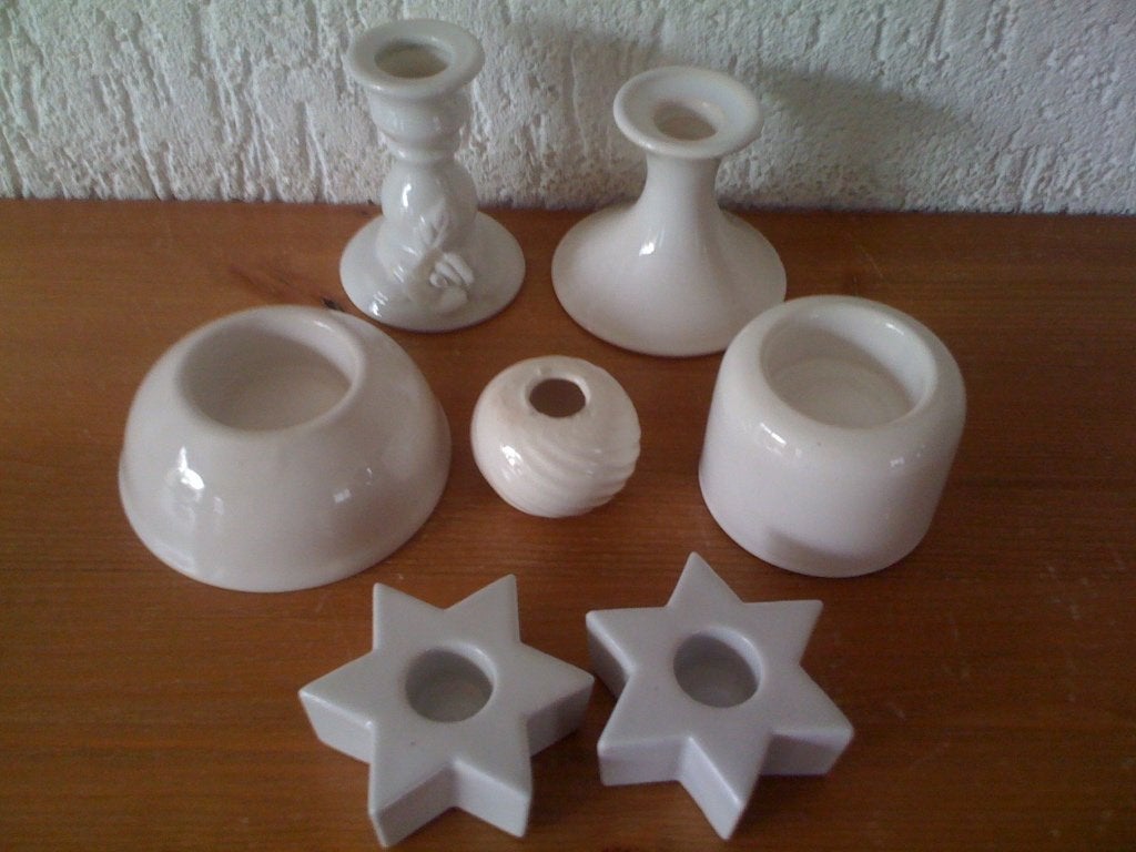 witte kandelaars, Ophalen of Verzenden, Nieuw, Wit, Steen/keramiek