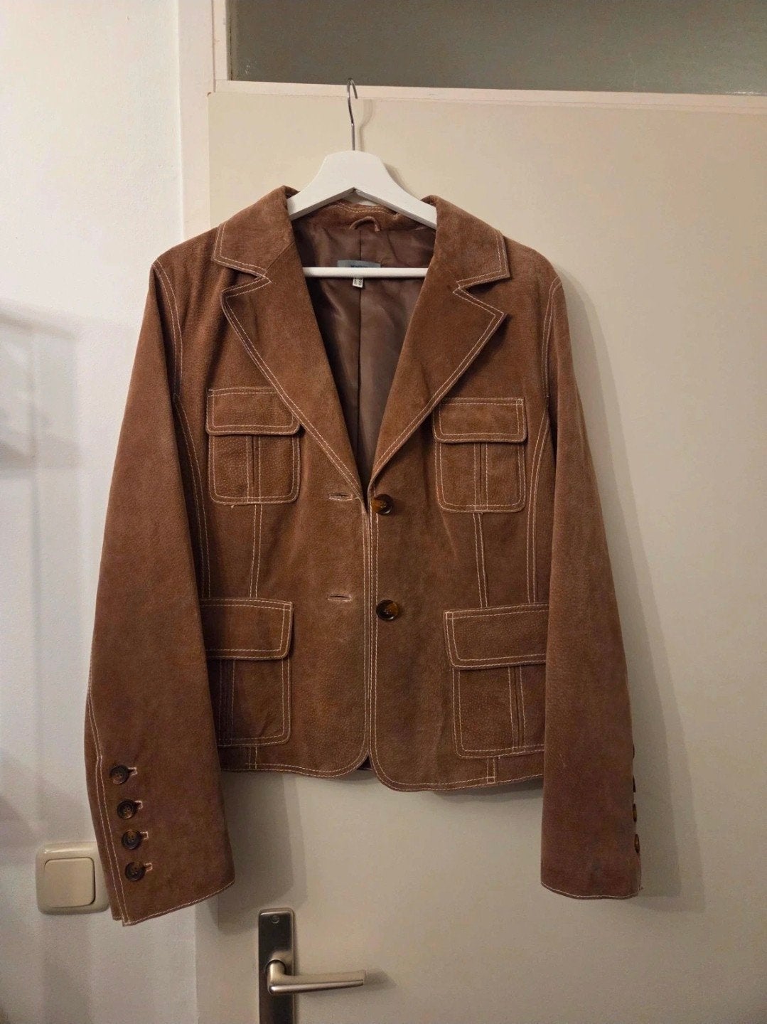 Montego Leren Jas Maat 42 zo goed als Nieuw, Kleding | Dames, Bruin, Maat 42/44 (L), Nieuw, Ophalen of Verzenden