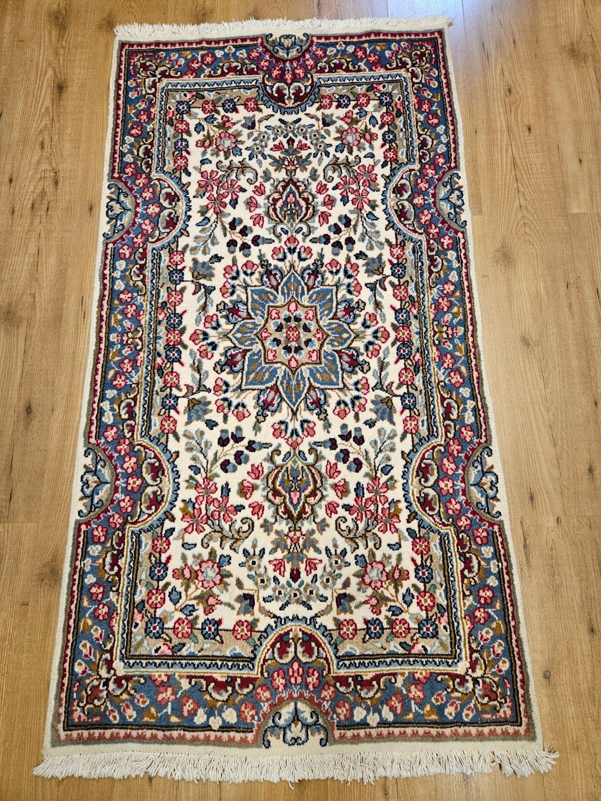 Handgeknoopt perzisch tapijt kirman 170x86, Info@SlatsAntiek.nl, Crème, Perzisch, Vof Slats Antiek