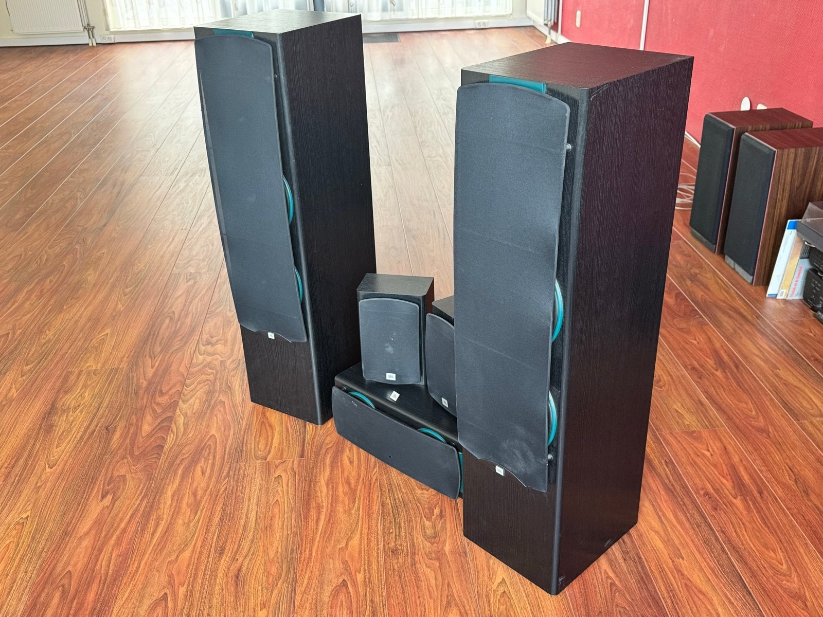 Complete JBL 5.0 Luidsprekerset - LX9, LX1 Center, LX1 Rear, Audio, Tv en Foto, Ophalen, Gebruikt, JBL, Surroundset