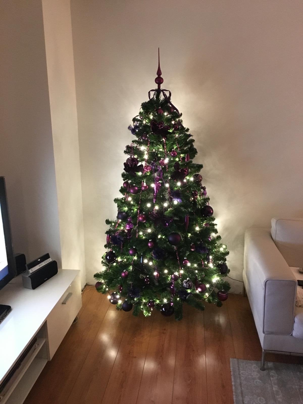 Kerstversiering - Paars geblazen kerstballen, Ophalen, Gebruikt