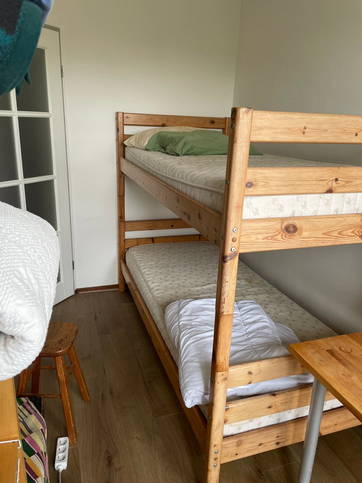 Grenen stapelbed 200x90, Ophalen, Gebruikt, 90 cm, 160 tot 180 cm