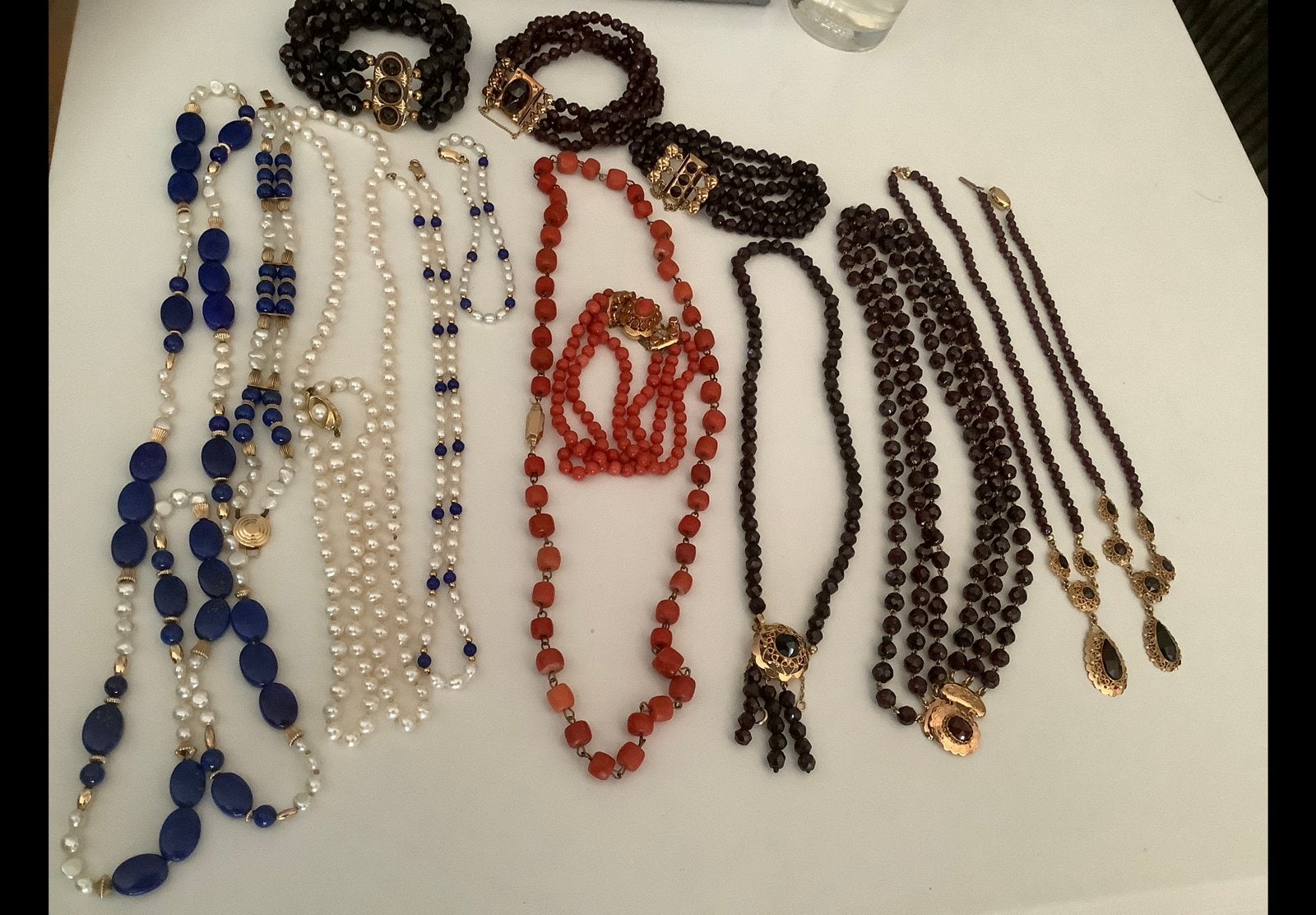 Antieke gouden Armbanden Kettingen Hangers Edelstenen, Verzenden, Zo goed als nieuw, Met edelsteen, Goud