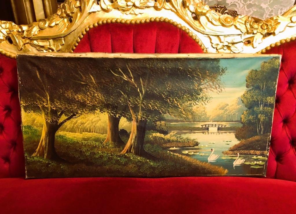 Oud schilderij gesigneerd - landschap de herfst olieverf, Ophalen of Verzenden